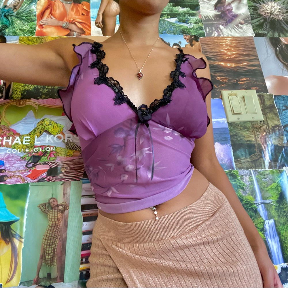 purple floral top // victorias secret